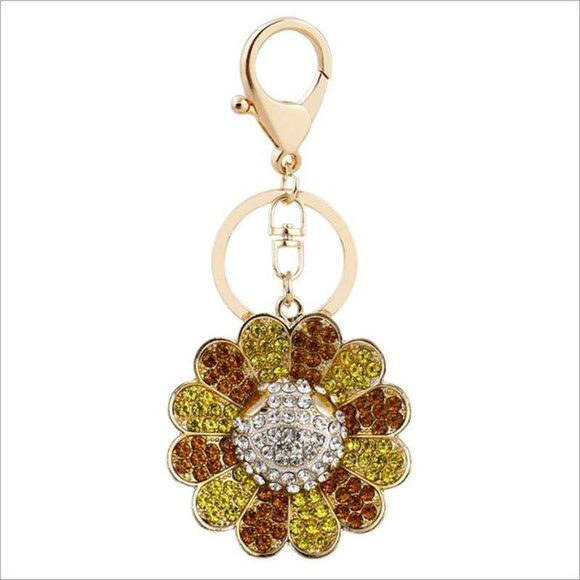 Takashi Murakami Style Rhinestone Flower Keychain/Bag Charm NWT - Picture 3 of 10